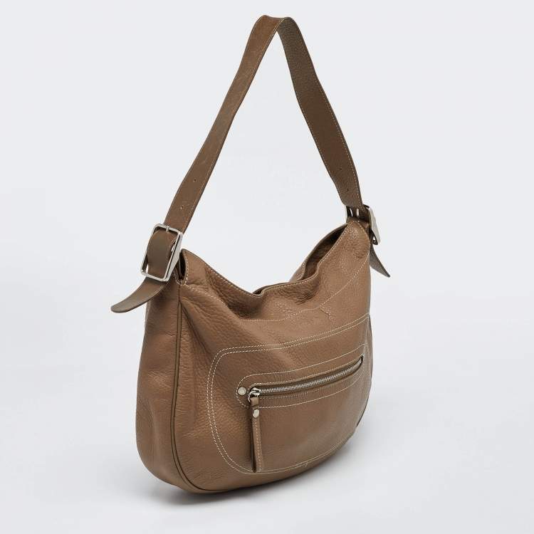 Pre Owned Longchamp Beige Leather Hobo