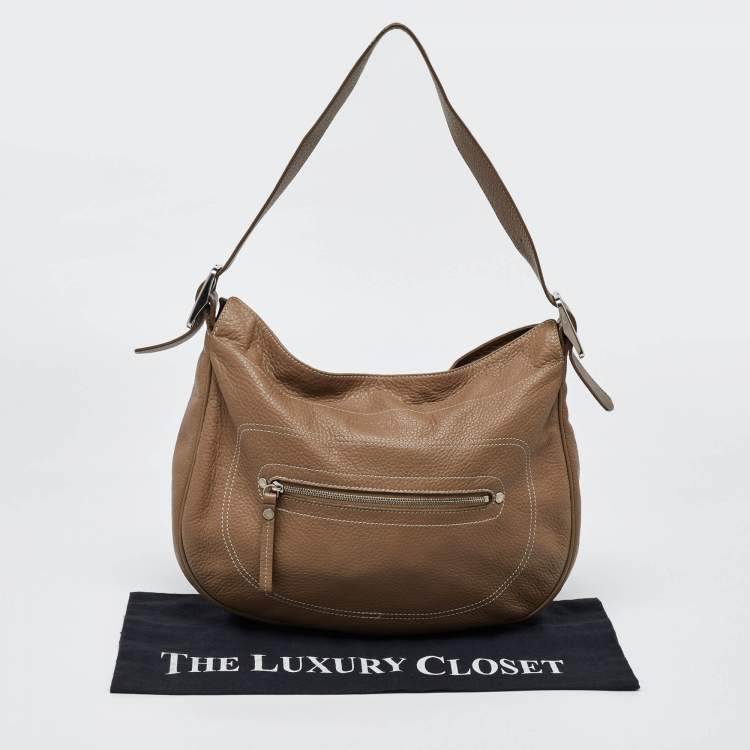 Pre Owned Longchamp Beige Leather Hobo