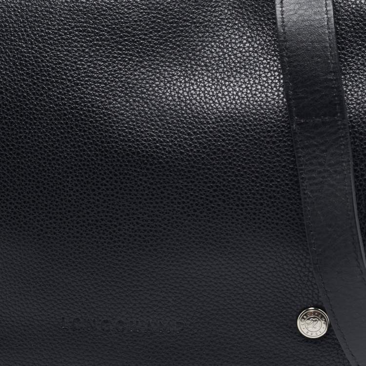 Pre Owned Longchamp Black Leather Flap Shoulder Bag