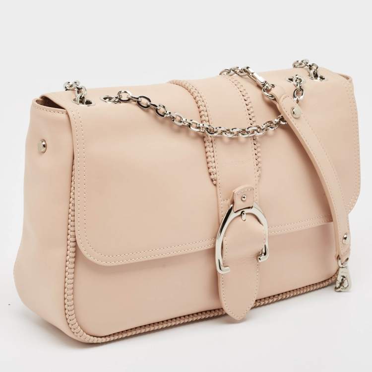Pre Owned Longchamp Light Peach Leather Amazone Shoulder Bag