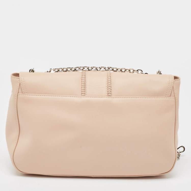 Pre Owned Longchamp Light Peach Leather Amazone Shoulder Bag