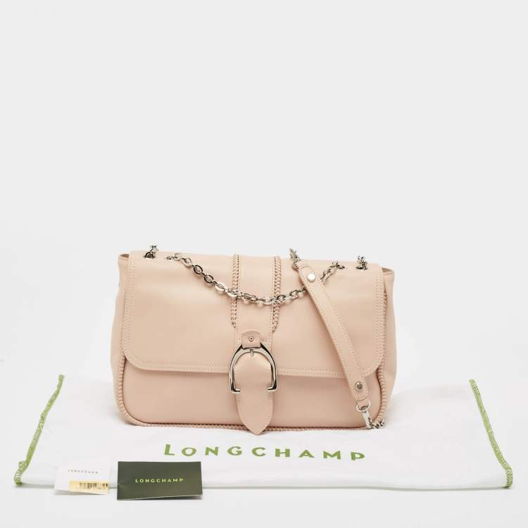 Pre Owned Longchamp Light Peach Leather Amazone Shoulder Bag