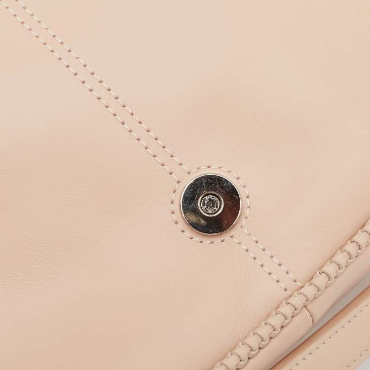 Pre Owned Longchamp Light Peach Leather Amazone Shoulder Bag