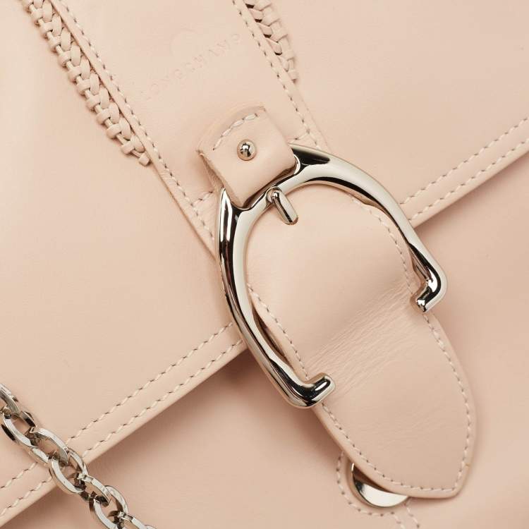 Pre Owned Longchamp Light Peach Leather Amazone Shoulder Bag