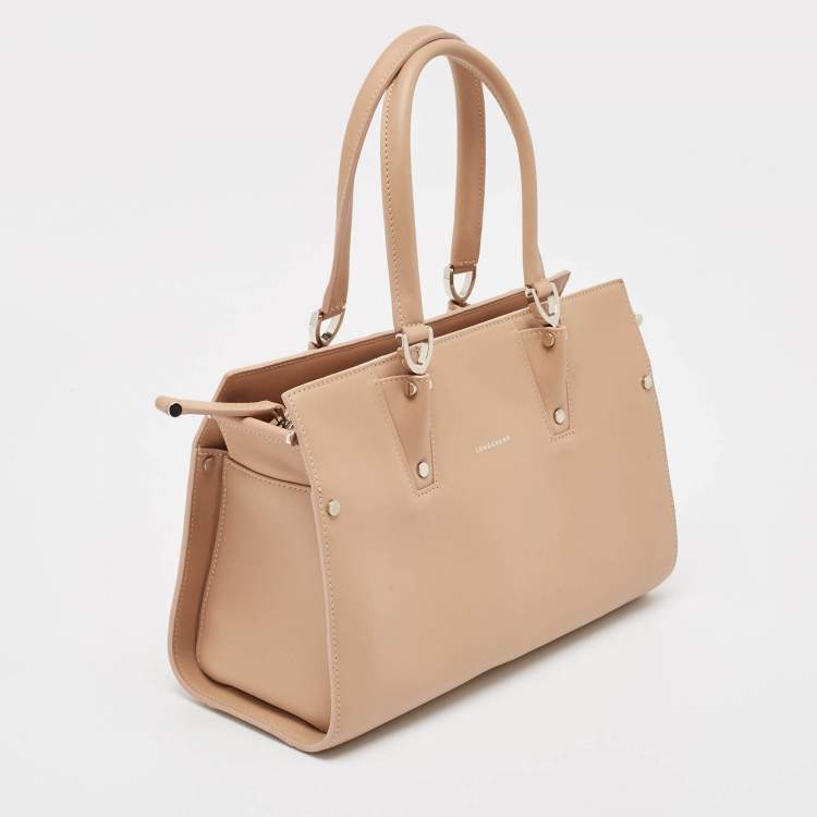 Pre Owned Longchamp Beige Leather Paris Premiere Tote