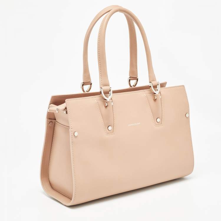 Pre Owned Longchamp Beige Leather Small Paris Premiere Tote