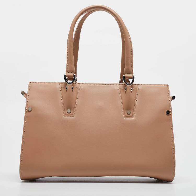 Pre Owned Longchamp Beige Leather Small Paris Premiere Tote
