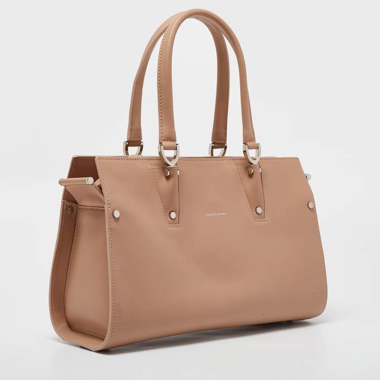 Pre Owned Longchamp Beige Leather Small Paris Premiere Tote