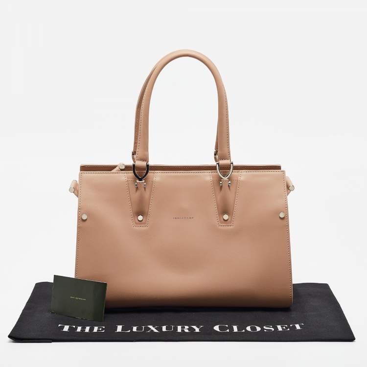 Pre Owned Longchamp Beige Leather Small Paris Premiere Tote