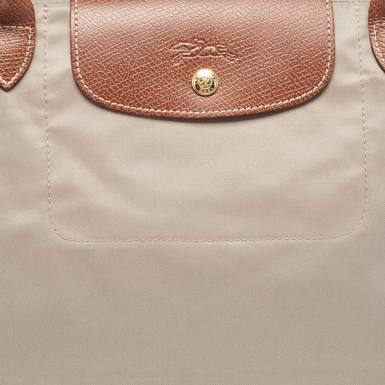 Pre Owned Longchamp Grey/Brown Nylon Large Le Pliage Tote