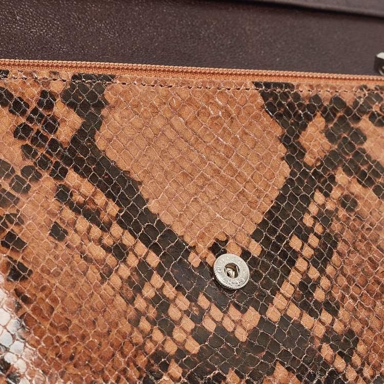 Pre Owned Longchamp Multicolor Snakeskin Embossed Leather Continental Wallet
