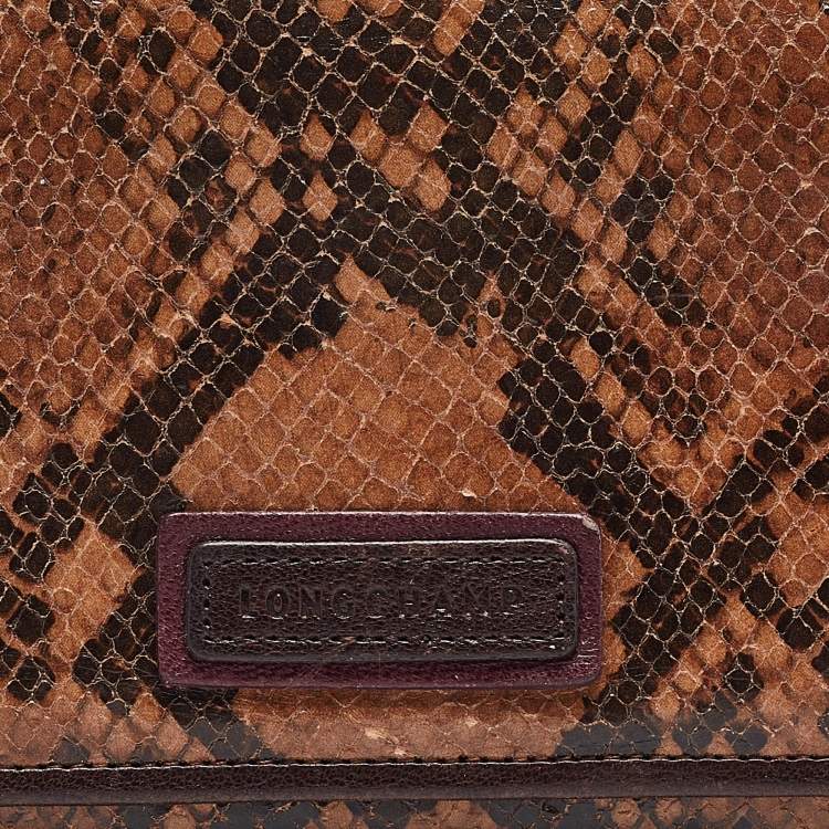 Pre Owned Longchamp Multicolor Snakeskin Embossed Leather Continental Wallet
