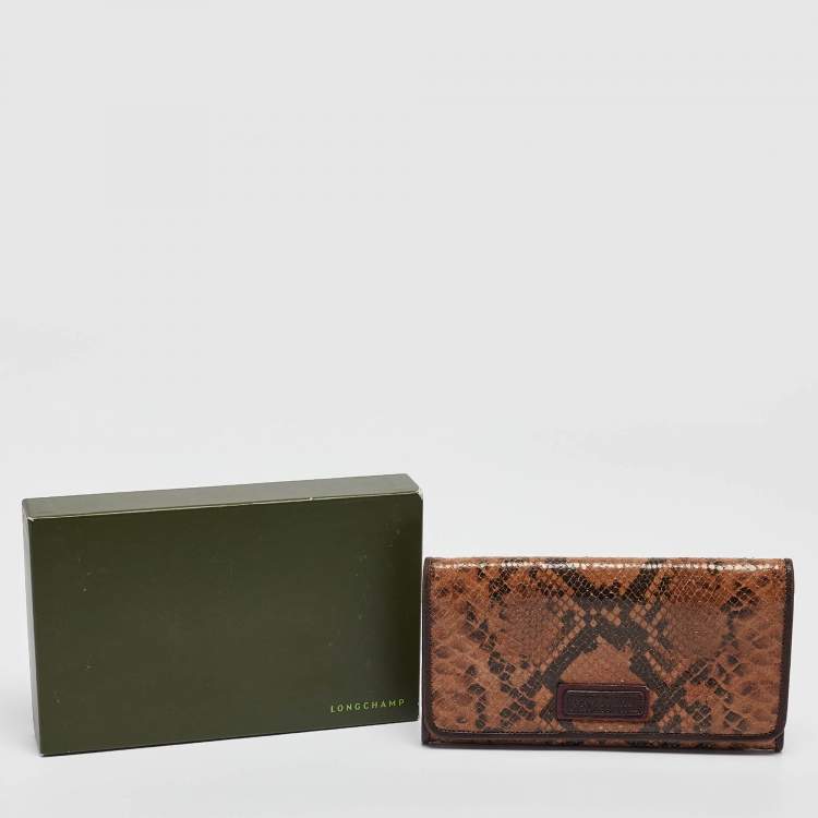 Pre Owned Longchamp Multicolor Snakeskin Embossed Leather Continental Wallet