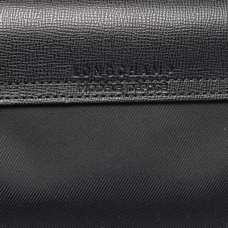 Pre Owned Longchamp Black Leather and Nylon Le Pliage Tote