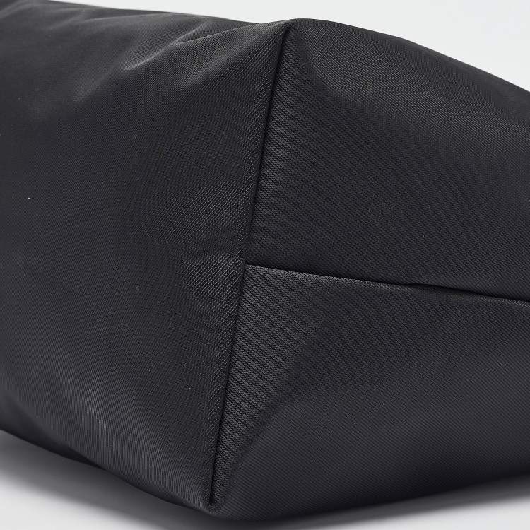 Pre Owned Longchamp Black Leather and Nylon Le Pliage Tote