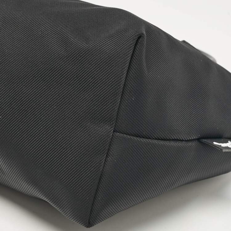 Pre Owned Longchamp Black Leather and Nylon Le Pliage Crossbody Bag