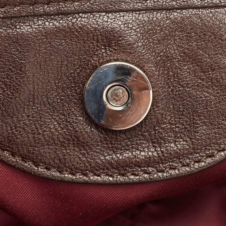 Pre Owned Longchamp Brown Python Embossed Leather Tote