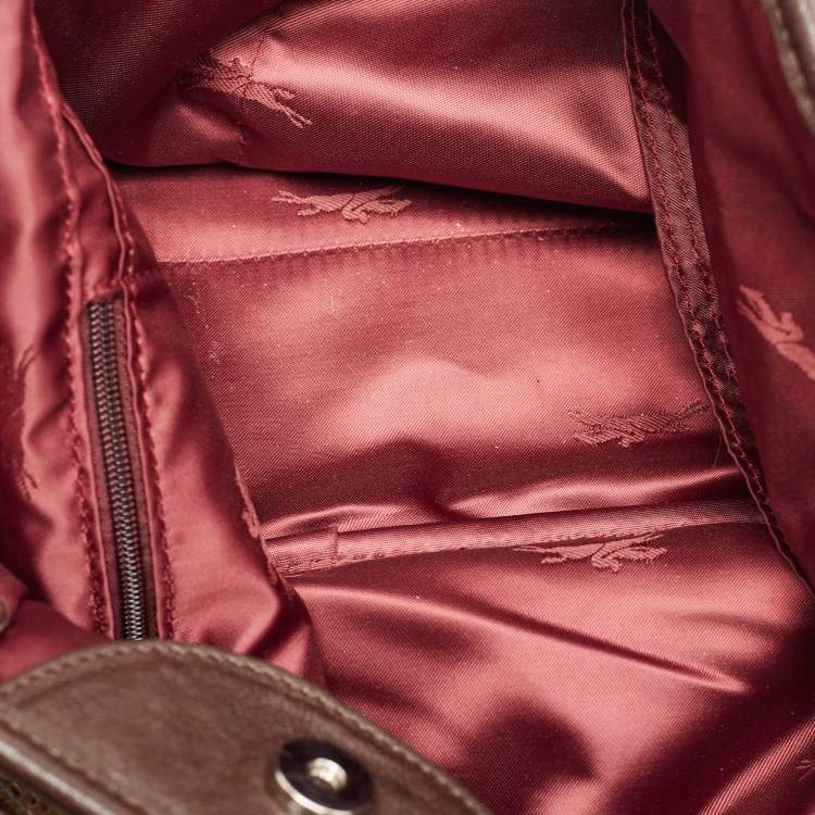 Pre Owned Longchamp Brown Python Embossed Leather Tote