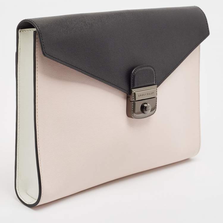 Pre Owned Longchamp Tricolor Leather Heritage Le Pliage Clutch