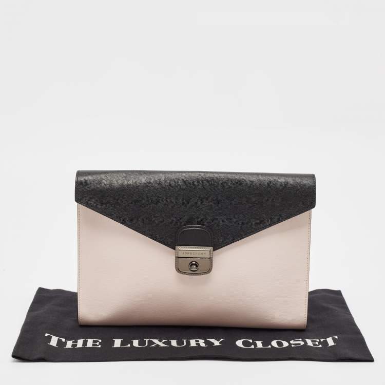 Pre Owned Longchamp Tricolor Leather Heritage Le Pliage Clutch