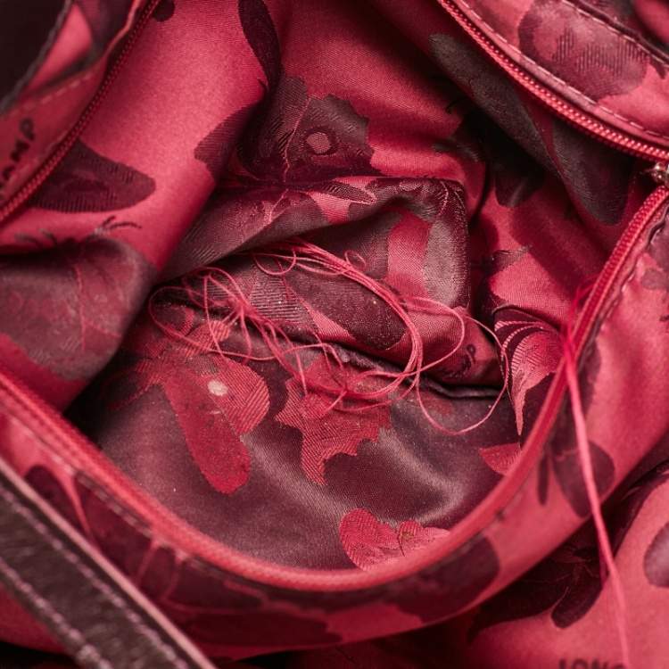 Pre Owned Longchamp Burgundy Patent Leather Front Pocket Tote