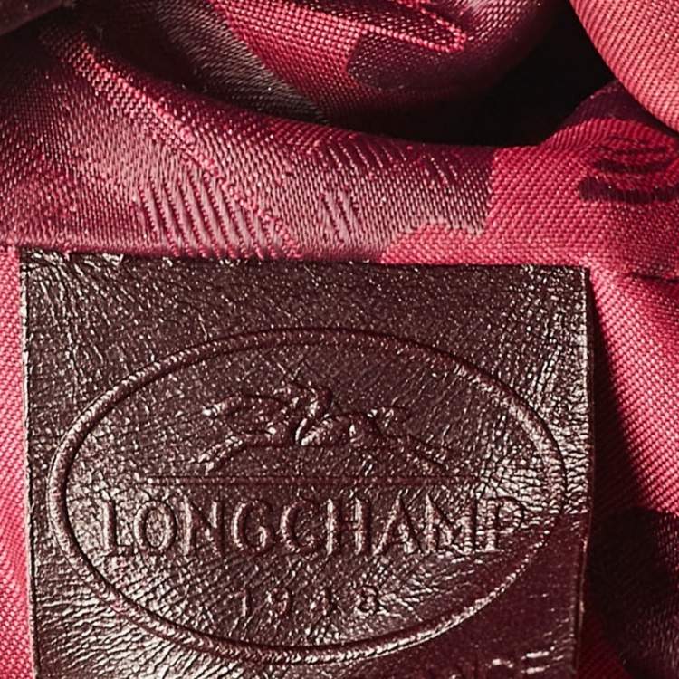 Pre Owned Longchamp Burgundy Patent Leather Front Pocket Tote
