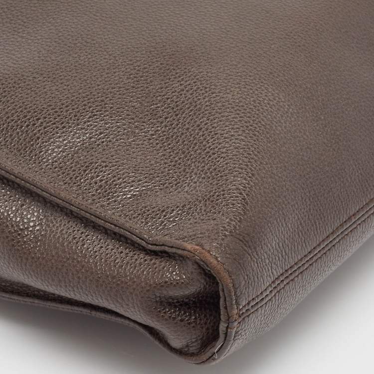 Pre Owned Longchamp Dark Brown Leather Small Le Foulonne Briefcase