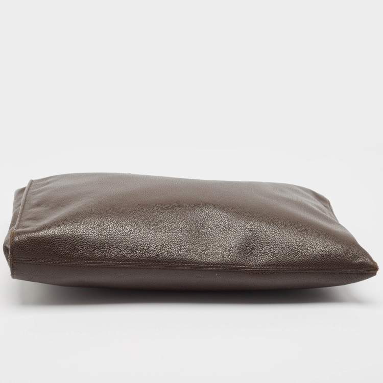 Pre Owned Longchamp Dark Brown Leather Small Le Foulonne Briefcase