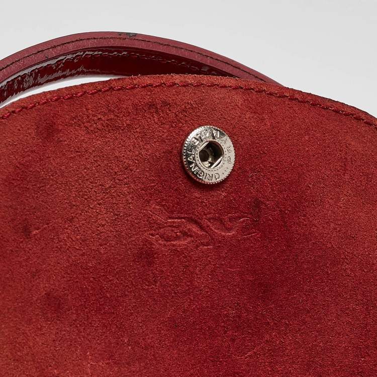 Pre Owned Longchamp Red Stingray Print Nylon and Patent Leather Le Pliage Neo Tote