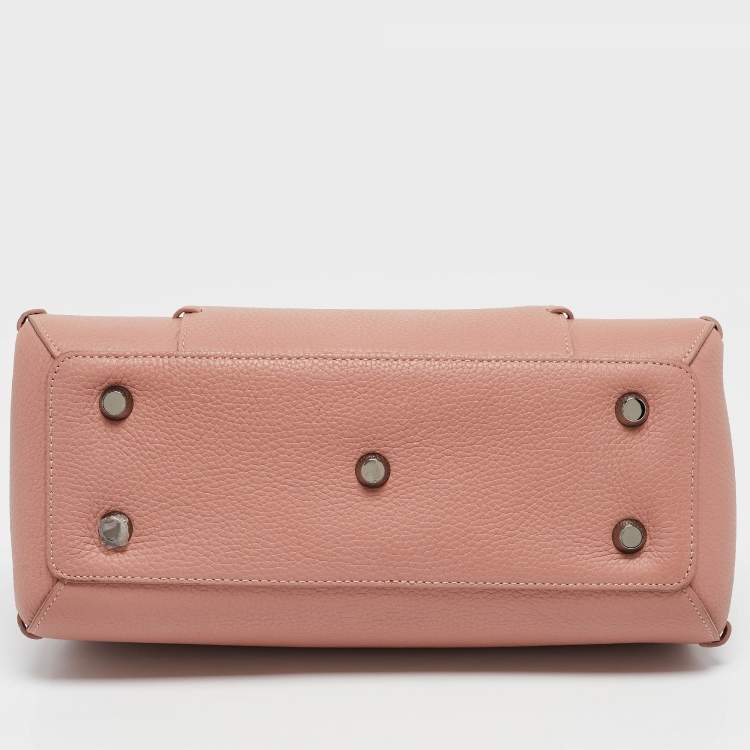 Pre Owned Longchamp Pink Leather Madeleine Top Handle Bag