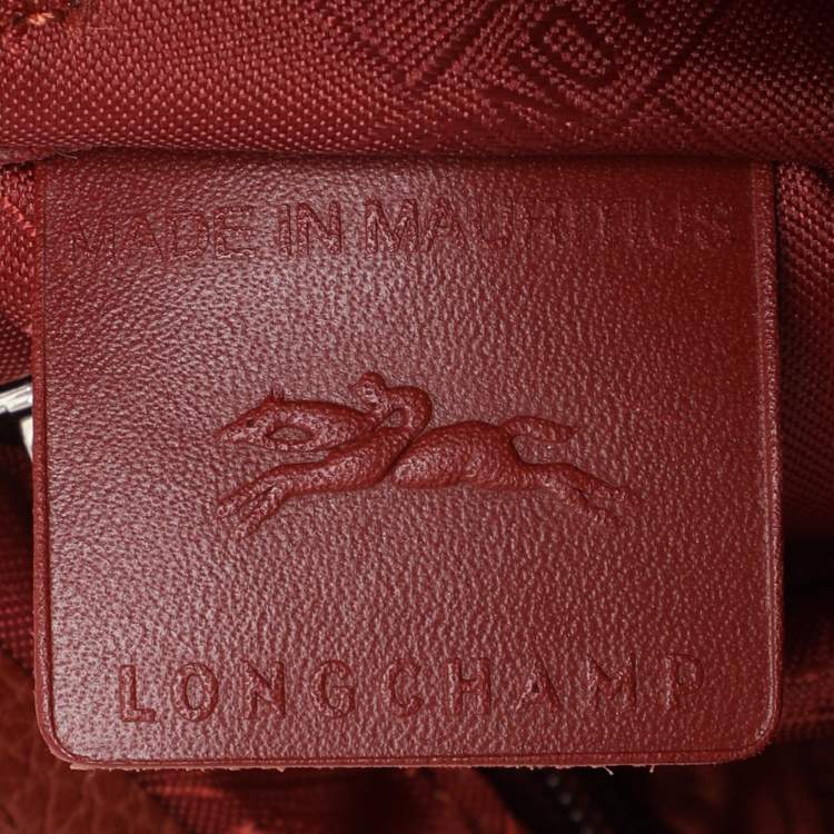 Pre Owned Longchamp Maroon Leather Le Foulonne Crossbody Flap Bag