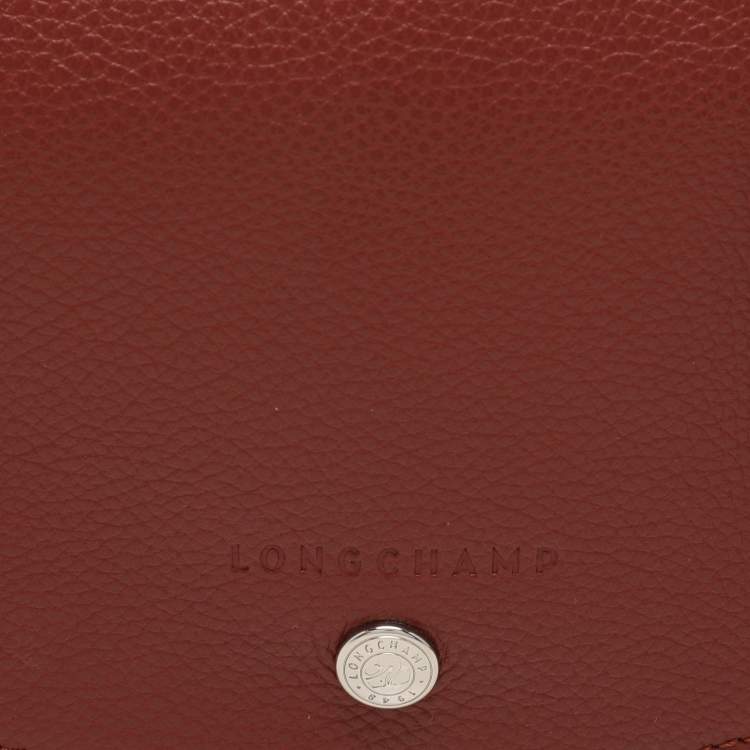 Pre Owned Longchamp Maroon Leather Le Foulonne Crossbody Flap Bag