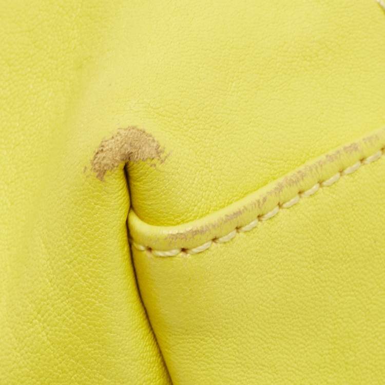 Pre Owned Longchamp Yellow Leather Small Le Pliage Tote