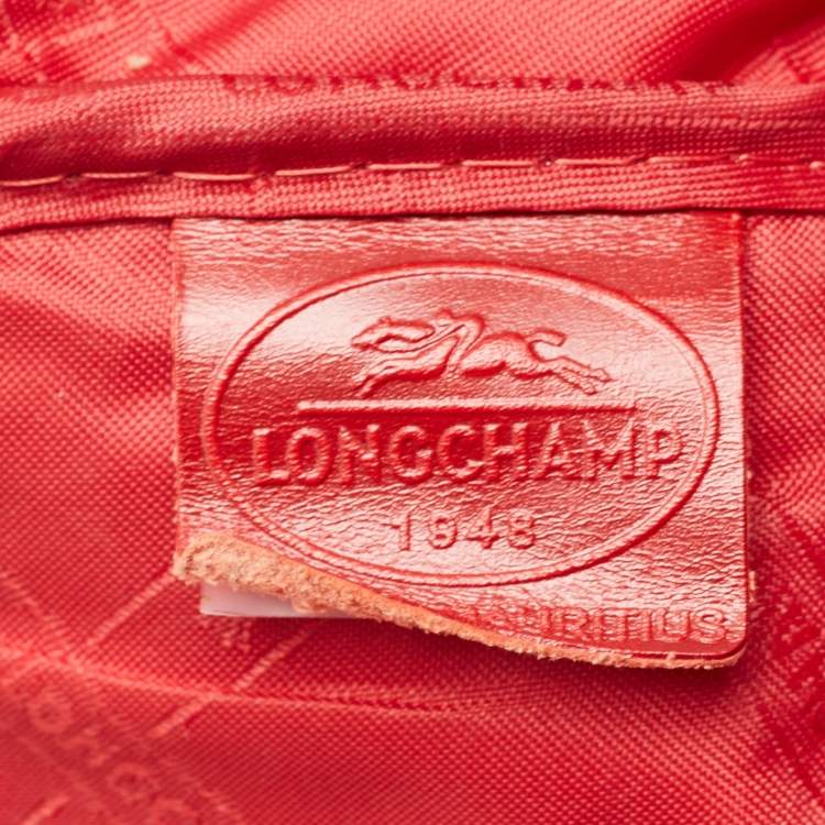 Pre Owned Longchamp Red Croc Embossed Leather Roseau Tote