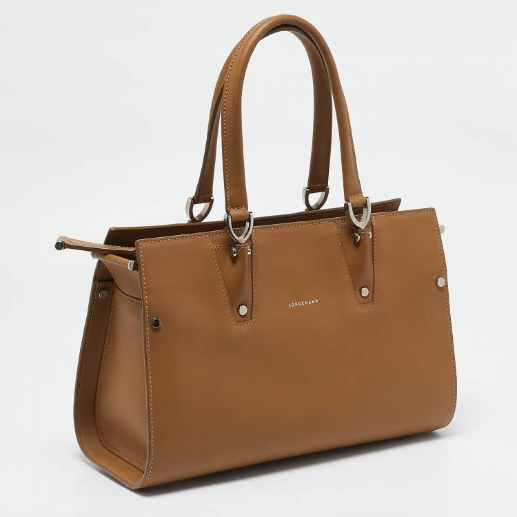 Pre Owned Longchamp Brown Leather Small Paris Premiere Tote