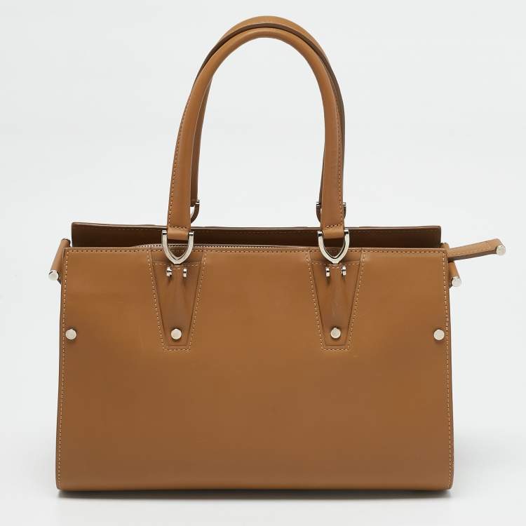 Pre Owned Longchamp Brown Leather Small Paris Premiere Tote