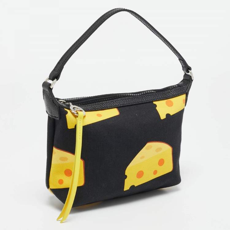 Pre Owned Longchamp x Mr Bags Black/Yellow Fabric Cheese Pochette