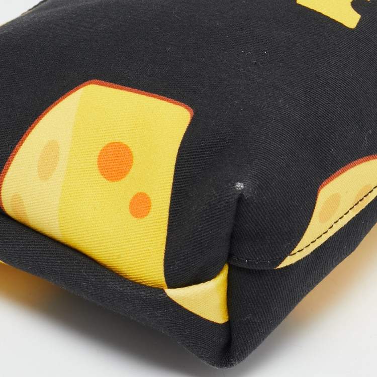 Pre Owned Longchamp x Mr Bags Black/Yellow Fabric Cheese Pochette