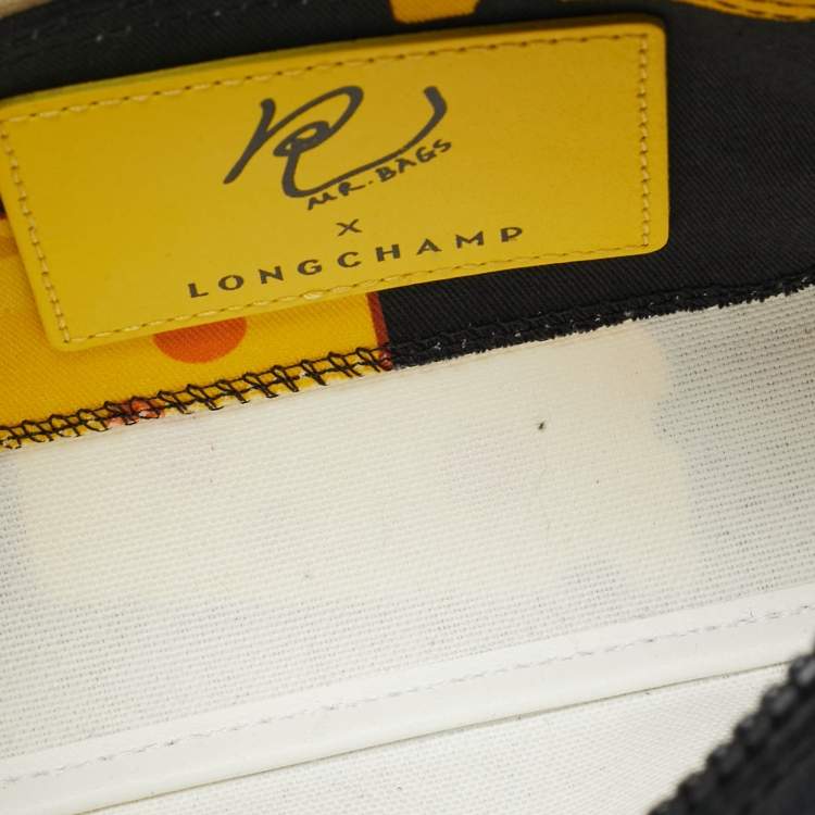 Pre Owned Longchamp x Mr Bags Black/Yellow Fabric Cheese Pochette
