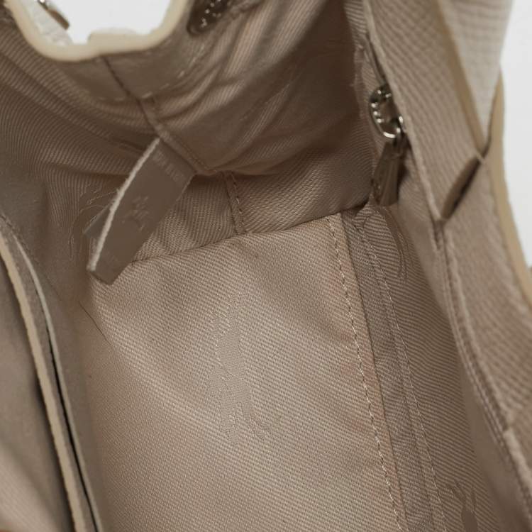 Pre Owned Longchamp Ivory Leather Roseau XS Bag