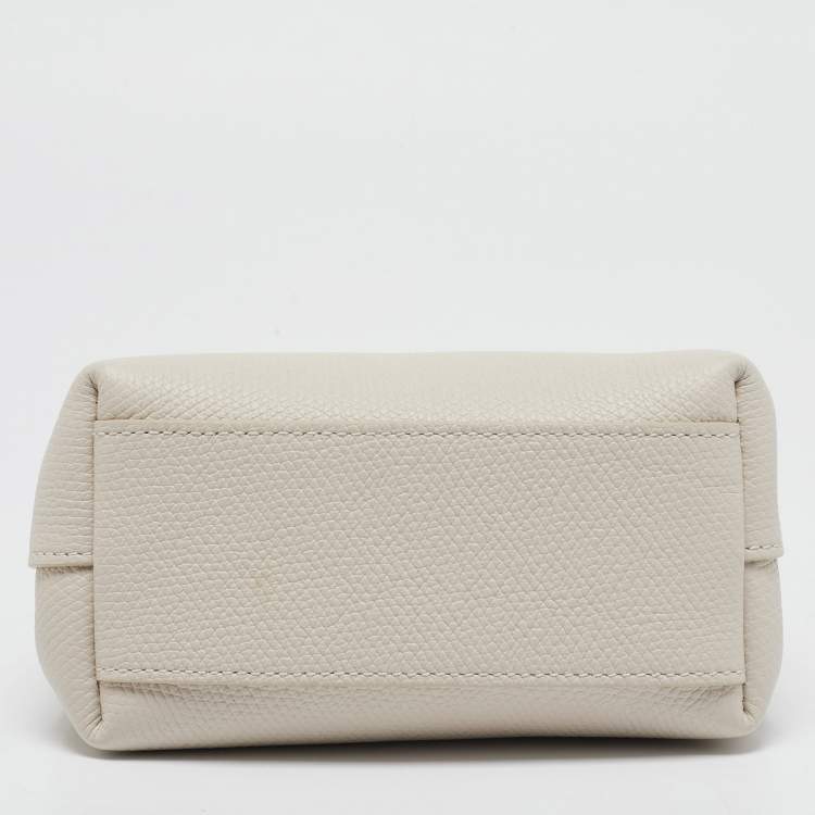 Pre Owned Longchamp Ivory Leather Roseau XS Bag