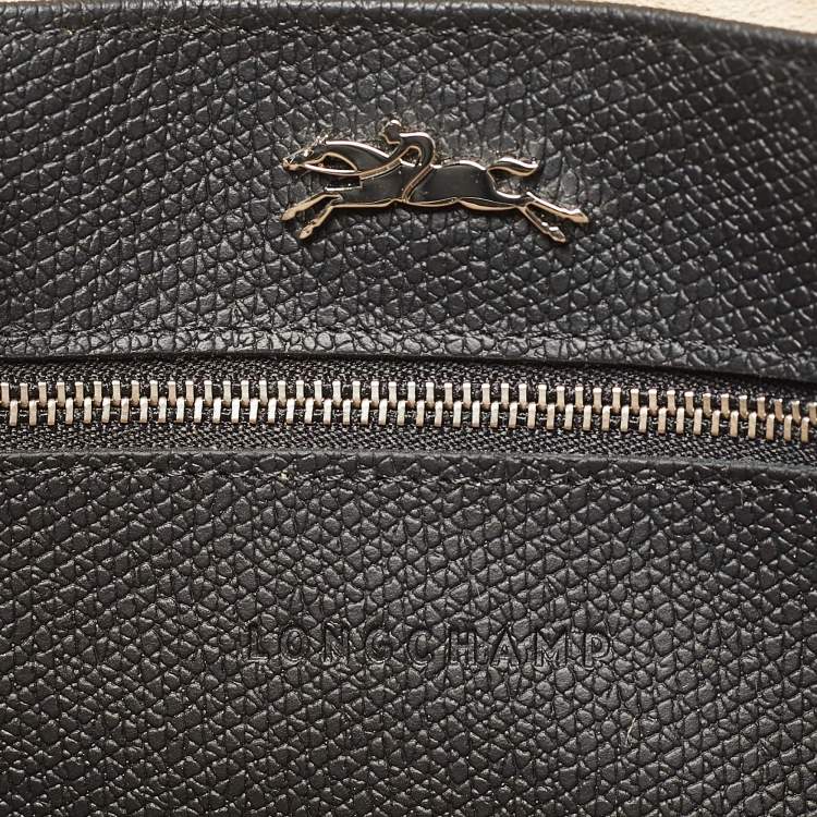 Pre Owned Longchamp Black Leather Roseau Tote