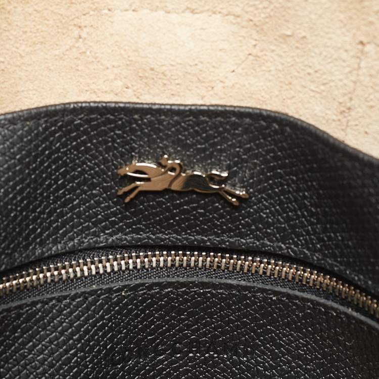 Pre Owned Longchamp Black Leather Roseau Tote