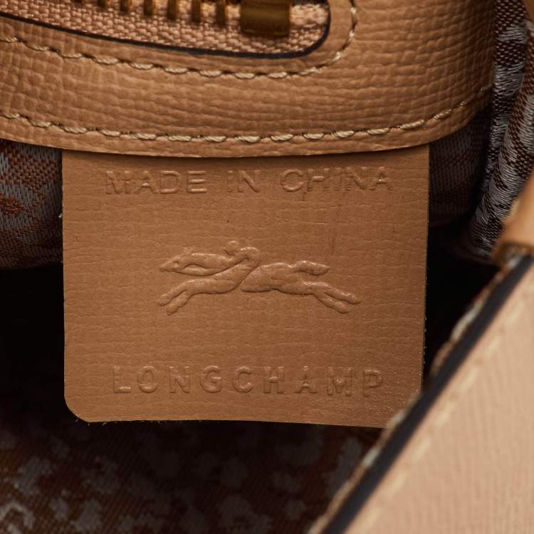 Pre Owned Longchamp Beige Leather Le Pliage Heritage Flap Crossbody Bag