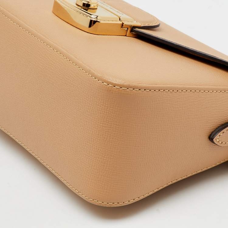 Pre Owned Longchamp Beige Leather Le Pliage Heritage Flap Crossbody Bag