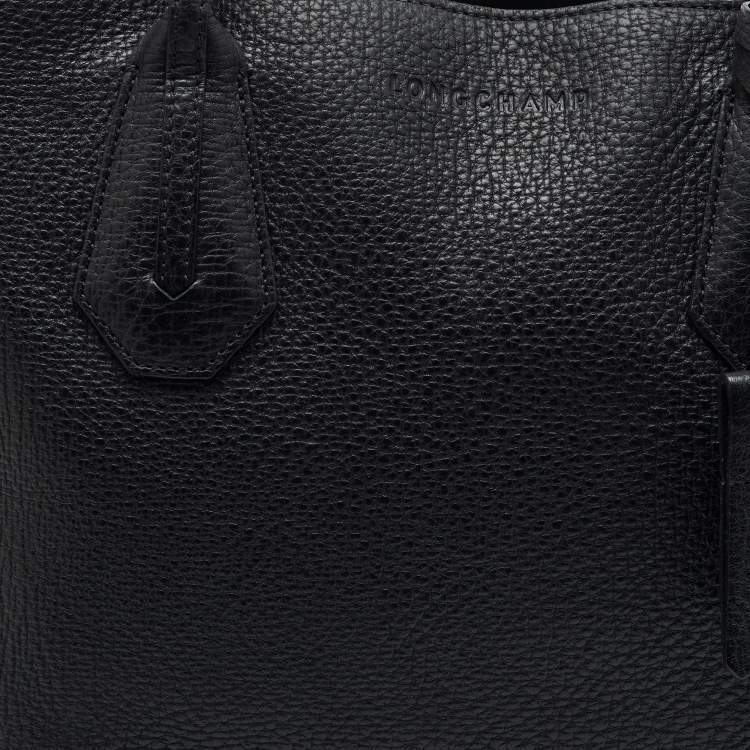 Pre Owned Longchamp Black Leather Tassel Detail Zip Tote