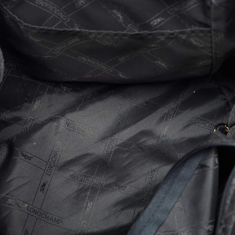 Pre Owned Longchamp Black Leather Tassel Detail Zip Tote