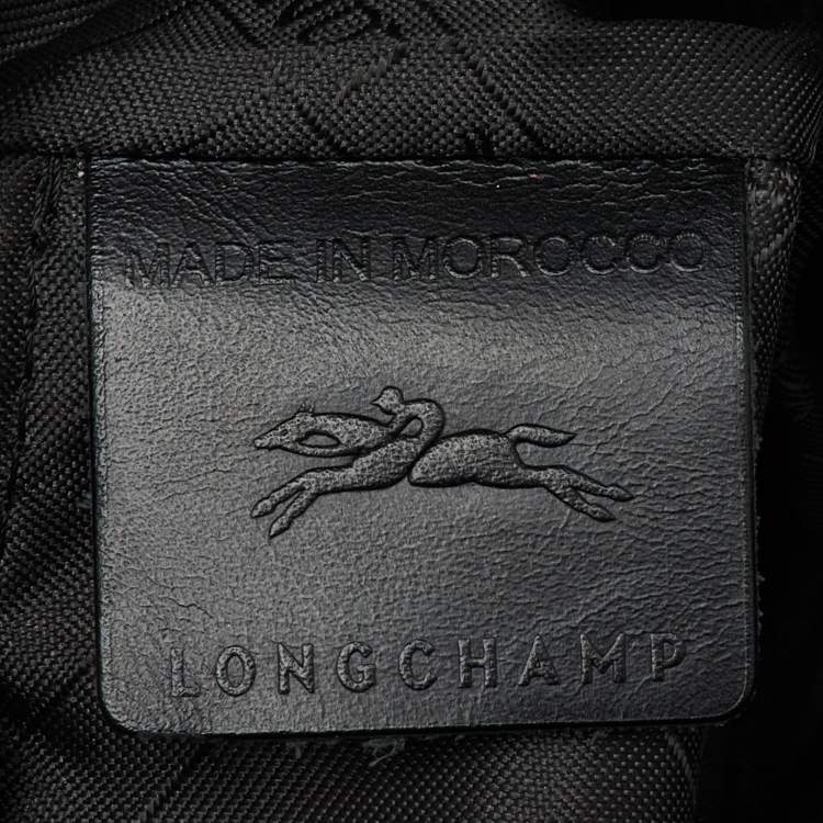Pre Owned Longchamp Black Leather Tassel Detail Zip Tote