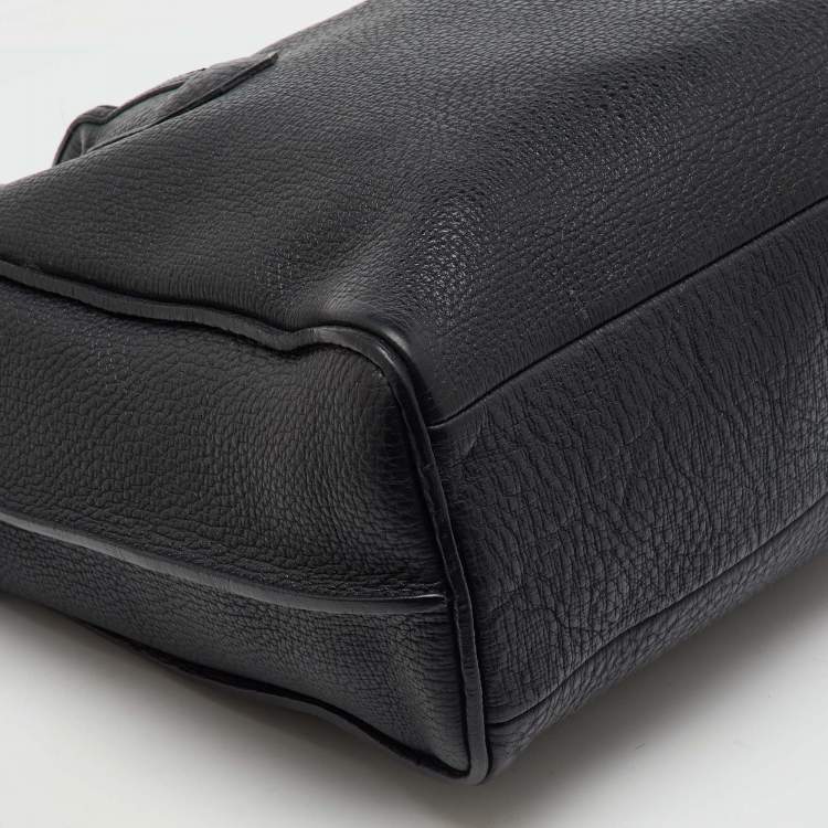 Pre Owned Longchamp Black Leather Tassel Detail Zip Tote