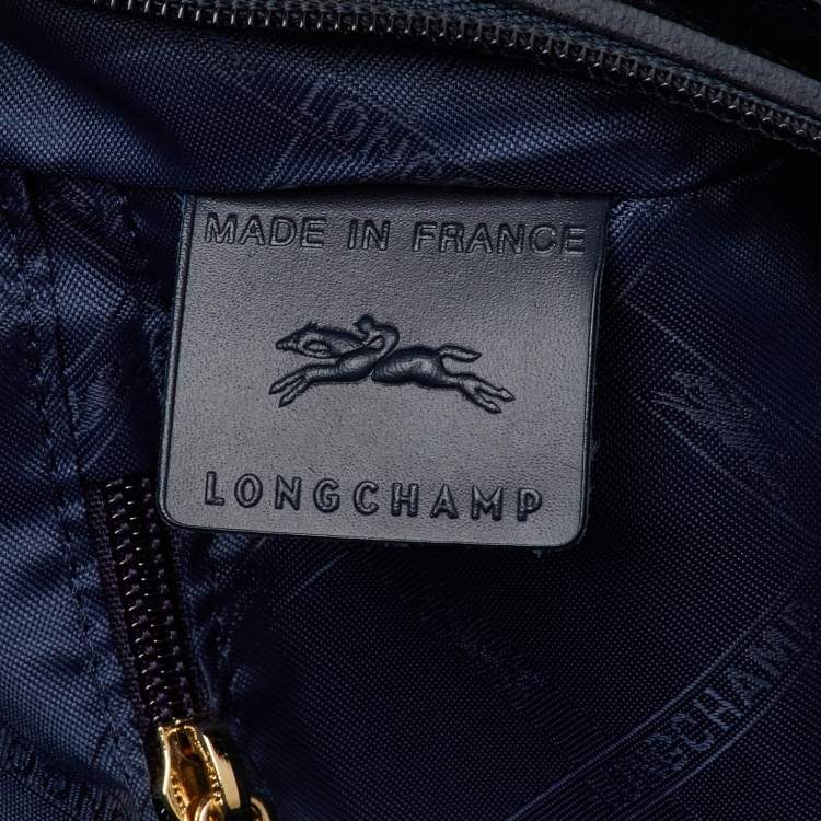 Pre Owned Longchamp Navy Blue Leather Tassel Detail Zip Tote